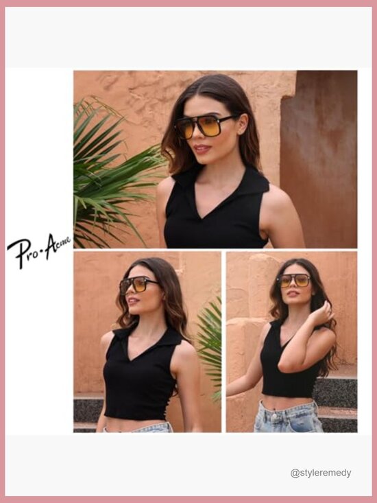 Oversized Aviator Sunglasses with UV400 Protection Retro 70s Style main image 4